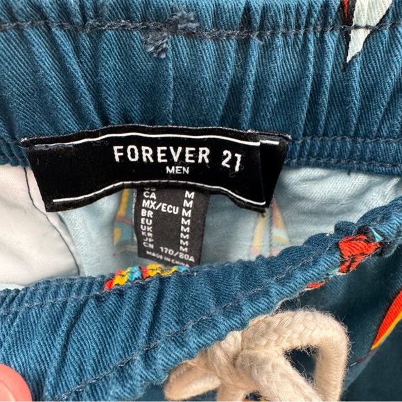 Forever 21 Teal Sailboat Print Swim Trunks Men’s Medium - Picture 5 of 7